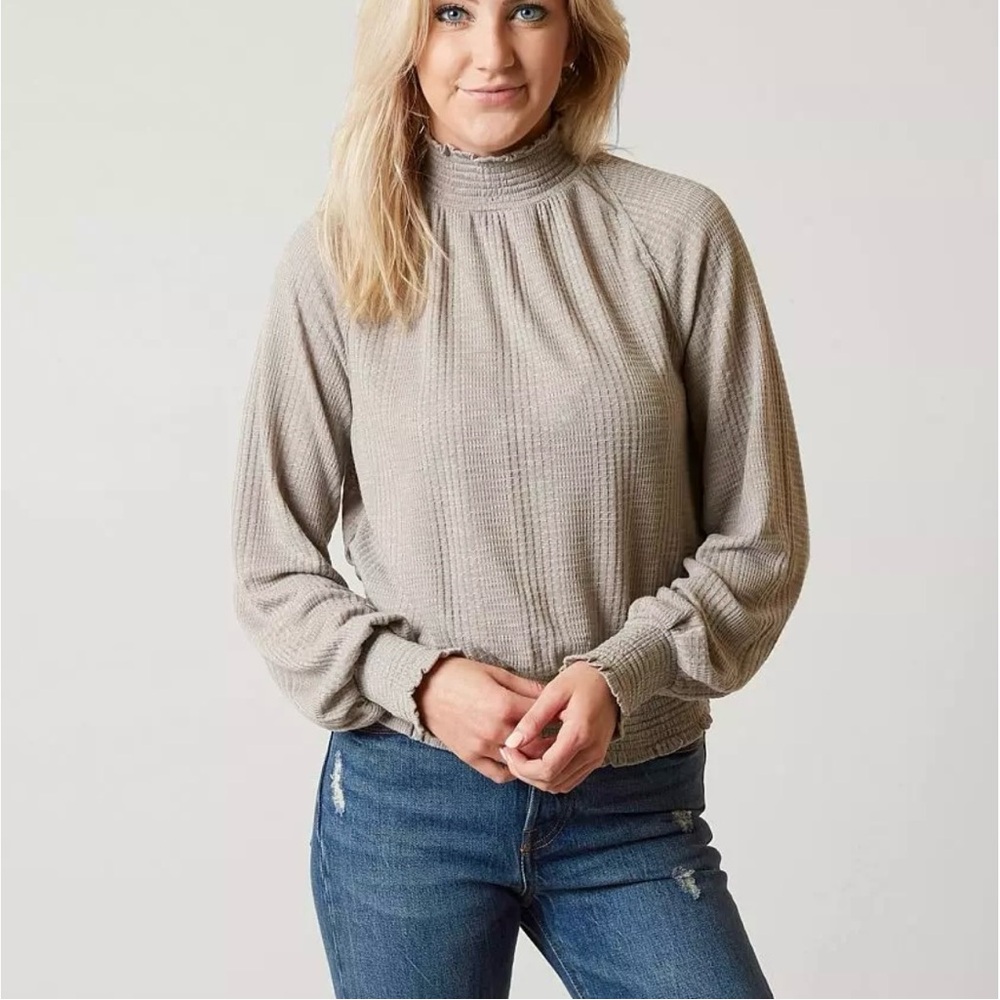 Free people boulevard textured long sleeve top NWT